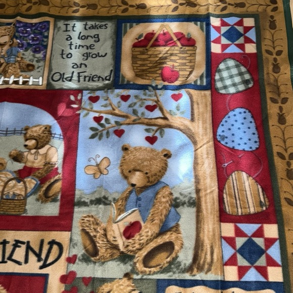 Vintage 2004 Teresa Kogut Old Friend Fleece Throw Lap Blanket Teddy Bear 62 X 50 - Picture 5 of 8